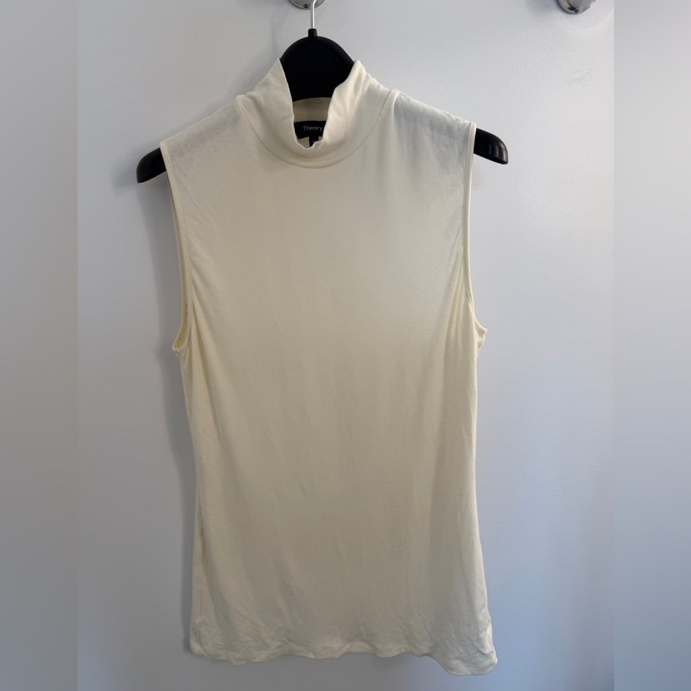 Theory Cream Mock Sleeveless Top